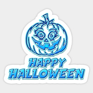 Blue Comics Style Happy Halloween Pumpkin Sticker Coolest Gift Idea for Kids Sticker